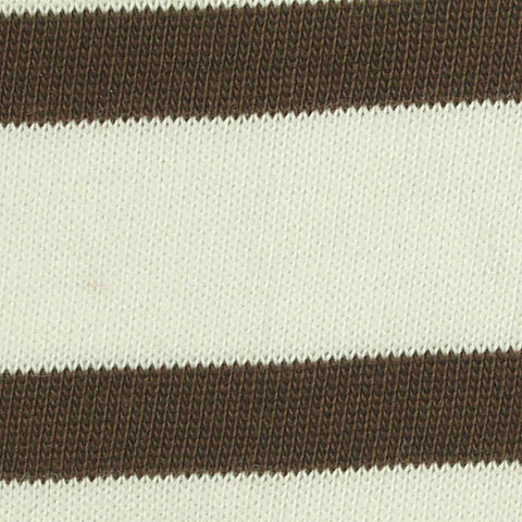 Brown Horizontal-Stripe Jersey Knit, Cotton, 260 gsm, 185 cm