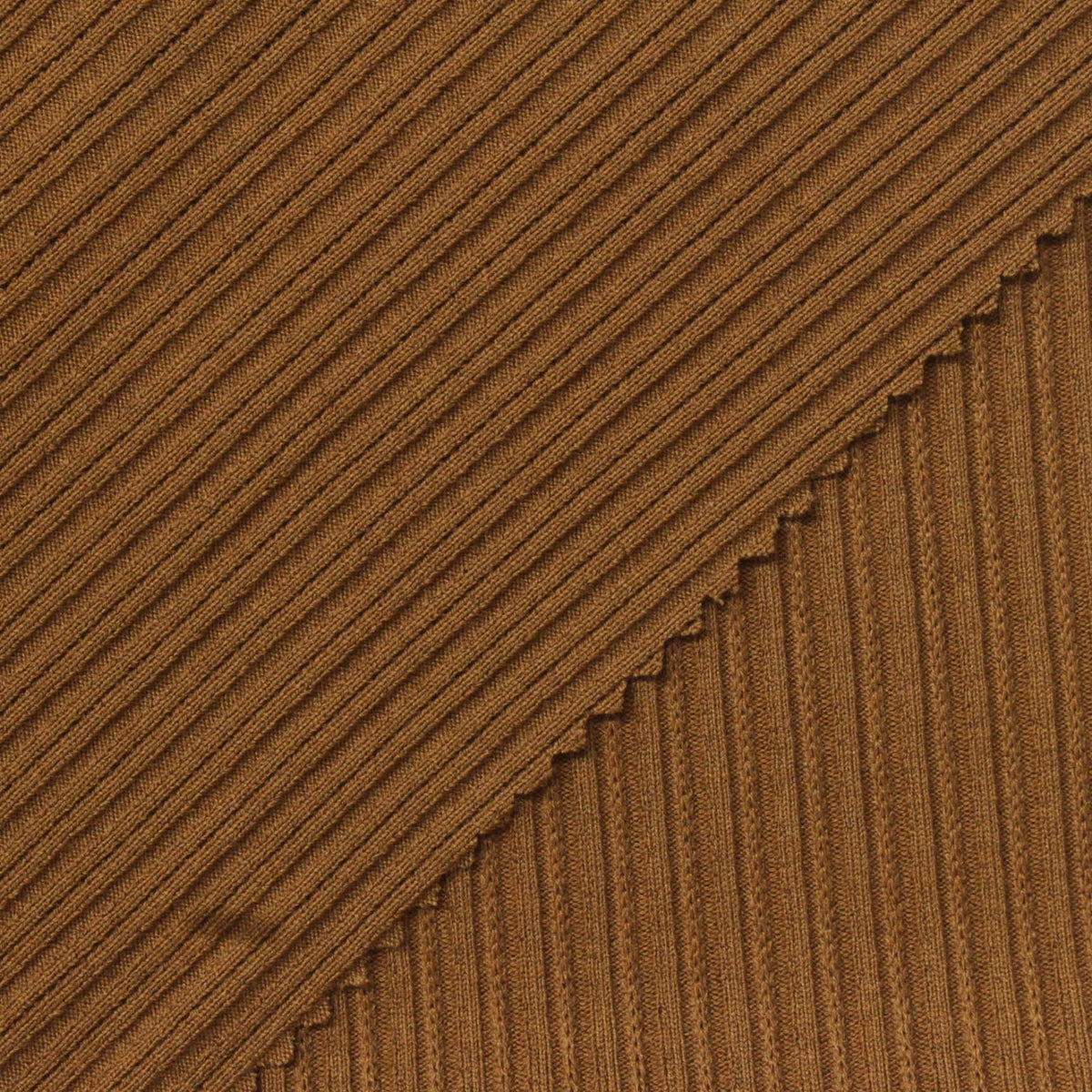 Jacquard Polyester Viscose Stretch Rib Knit Fabric, 260 gsm, 150 cm — Brown