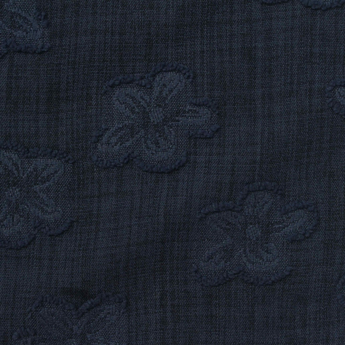 Dark Blue Tone-on-Tone Floral Jacquard, Polyester