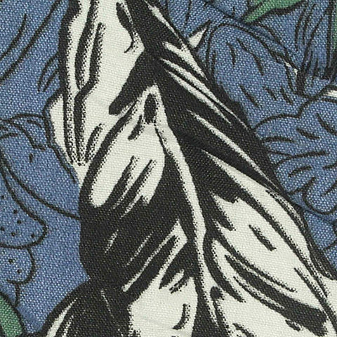 Blue Tropical-Leaf Woven