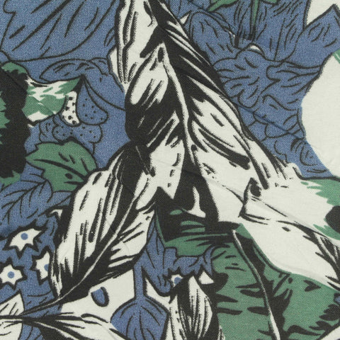 Blue Tropical-Leaf Woven