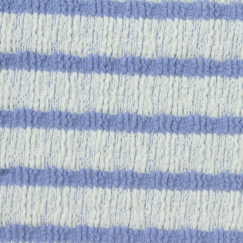 Light Blue Horizontal-Stripe Jersey Knit, Cotton