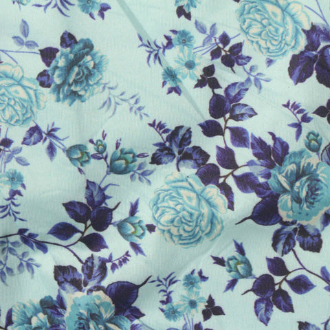 Printed Polyester Stretch Jersey Knit Fabric, 110 gsm, 152 cm — Blue