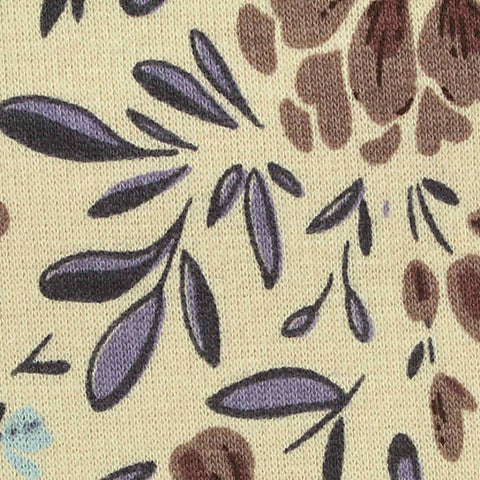 Brown Floral Velvet, Cotton-Poly