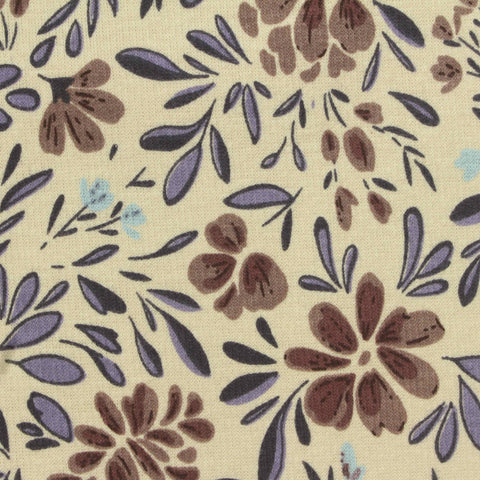 Brown Floral Velvet, Cotton-Poly