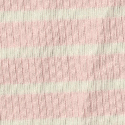 Pink Horizontal-Stripe Rib Knit, Polyester, 250 gsm