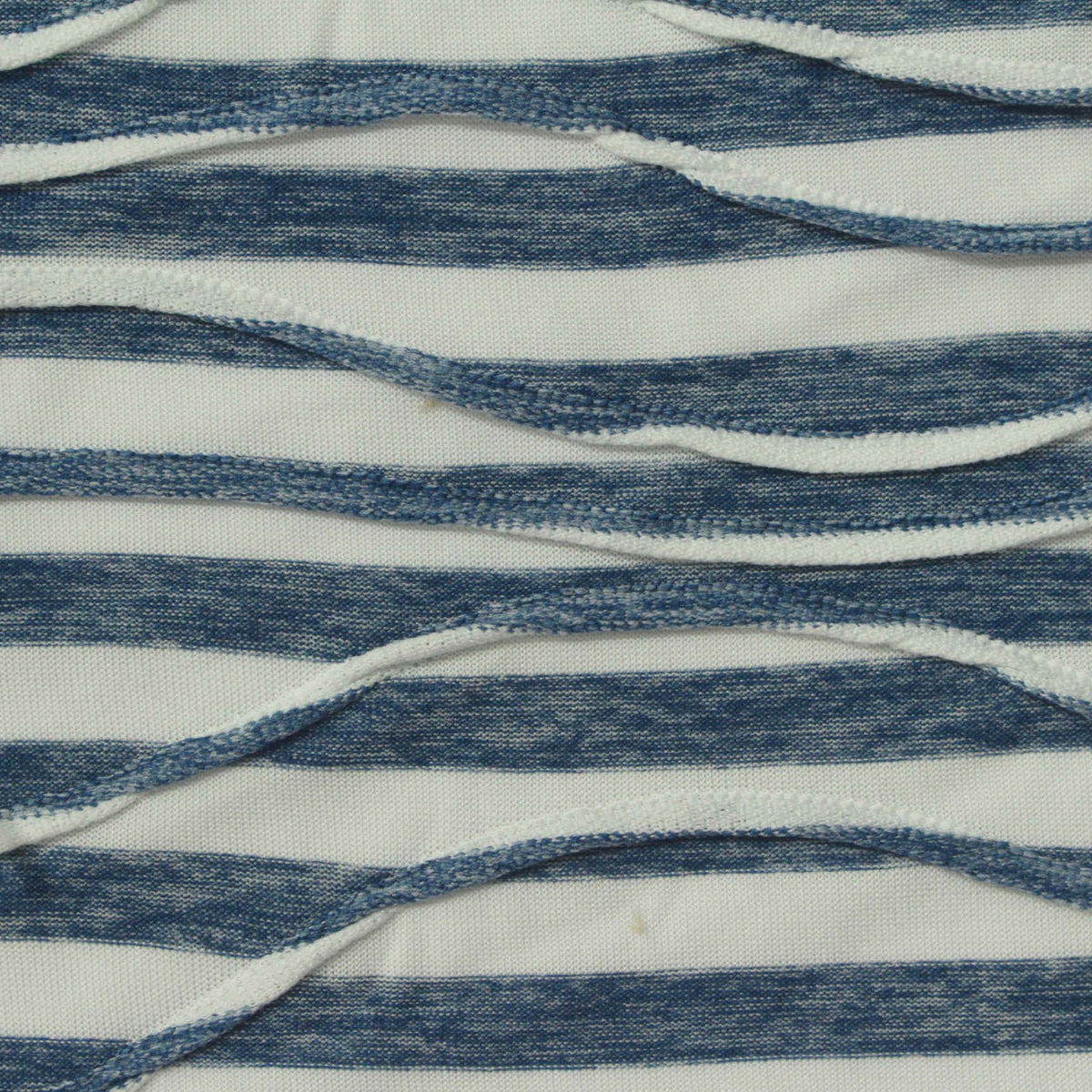 Blue Horizontal-Stripe Jersey Knit, Polyester, 200 gsm, 160 cm