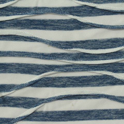 Blue Horizontal-Stripe Jersey Knit, Polyester, 200 gsm, 160 cm