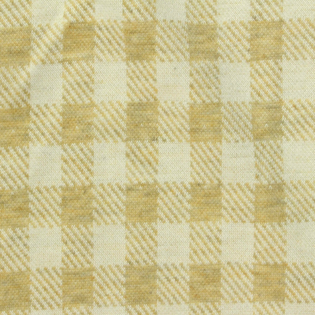 Plaid Polyester Viscose Stretch Interlock Knit Fabric, 270 gsm, 155 cm — Beige