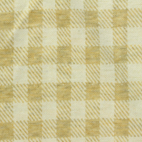Plaid Polyester Viscose Stretch Interlock Knit Fabric, 270 gsm, 155 cm — Beige
