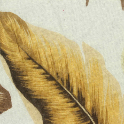Brown Tropical-Leaf Jersey Knit, Linen-Cotton