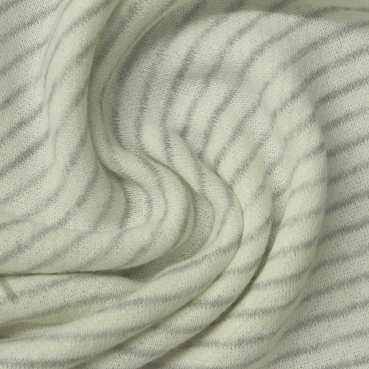 Light Grey Horizontal-Stripe French Terry, Cotton-Poly, 295 gsm