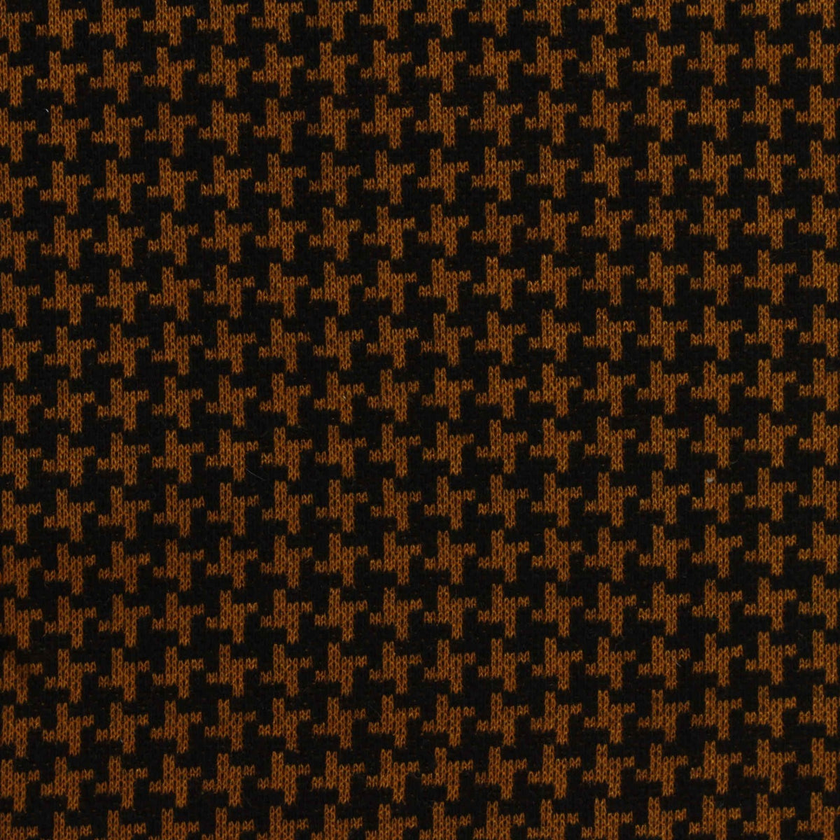 Black Houndstooth Interlock Knit, Poly-Cotton, 240 gsm