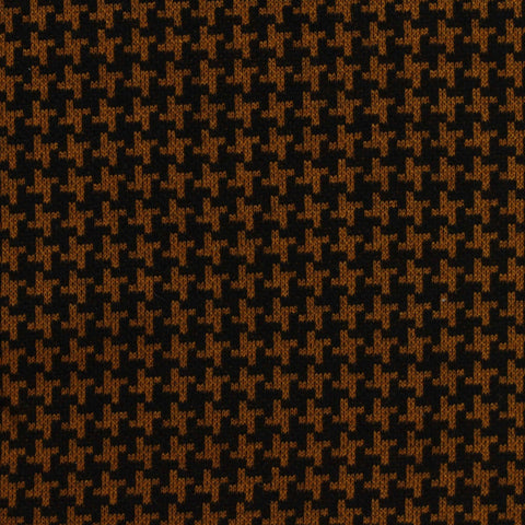 Black Houndstooth Interlock Knit, Poly-Cotton, 240 gsm