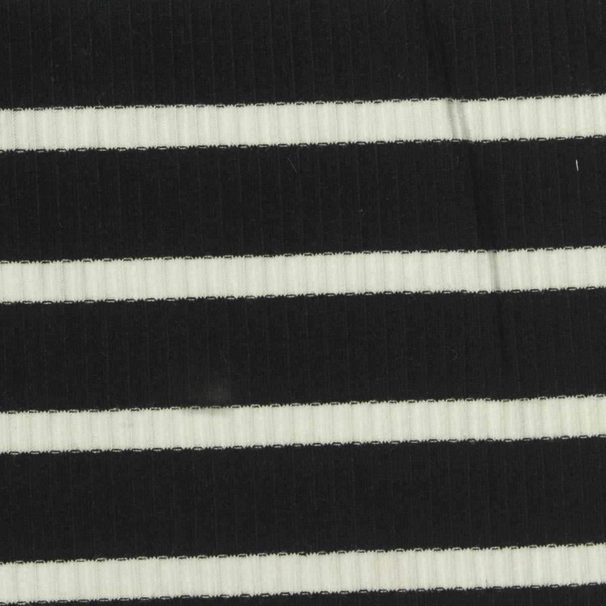 Black Horizontal-Stripe Rib Knit, Poly-Viscose, 220 gsm, 137 cm