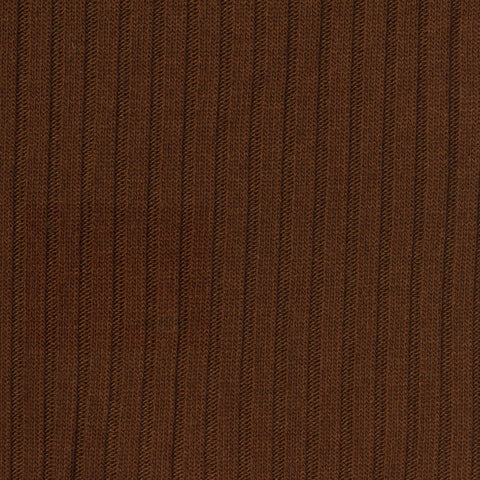 Polyester Viscose Stretch Rib Knit Fabric, 320 gsm, 155 cm — Brown