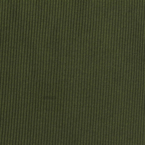 Cotton Polyester Stretch Rib Knit Fabric, 220 gsm, 130 cm — Green