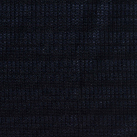 Striped Viscose Polyester Stretch Rib Knit Fabric, 250 gsm, 157 cm — Navy