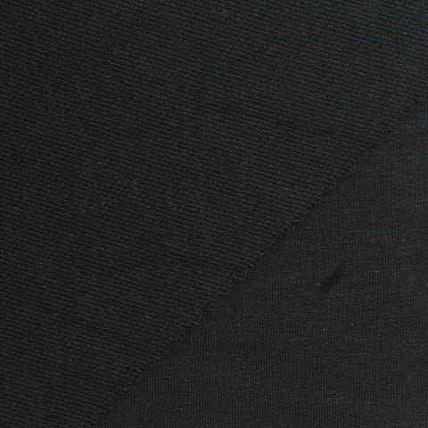 Viscose Polyester Stretch French Terry Fabric, 240 gsm, 170 cm — Black