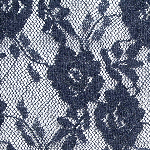 Navy Floral Lace, Nylon, 98 gsm