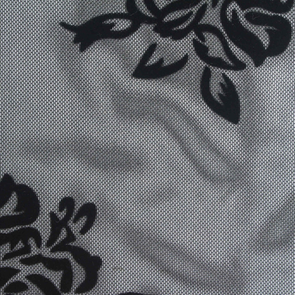 Bold Floral Flocked Polyester Stretch Mesh Fabric, 118 gsm, 160 cm — Black