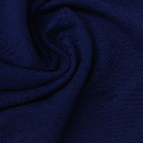 Brushed Polyester Stretch French Terry Fabric, 220 gsm, 160 cm — Navy