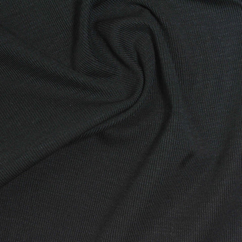 Tencel Lyocell Polyester Rib Knit Fabric, 250 gsm, 170 cm — Black