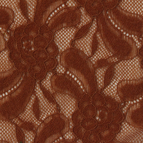 Brown Floral Lace, Nylon, 190 gsm