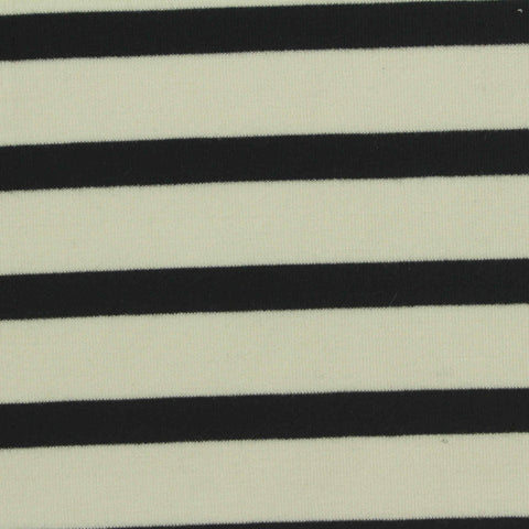 Black Horizontal-Stripe Scuba Knit, Modal-Poly