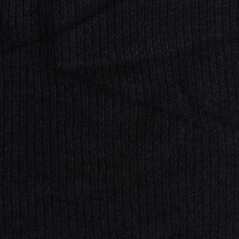 Viscose Polyester Blend Stretch Rib Knit Fabric, 370 gsm, 137 cm — Black