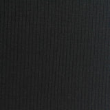 Polyester Viscose Stretch Rib Knit Fabric, 230 gsm — Black