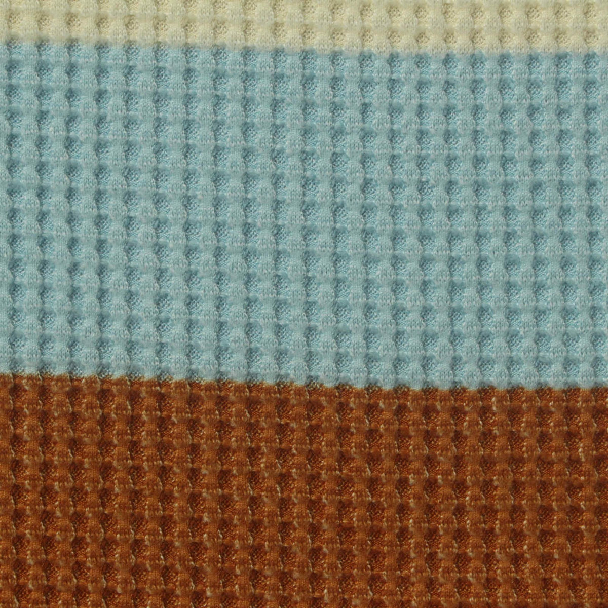 Cream Horizontal-Stripe Waffle Knit, Polyester
