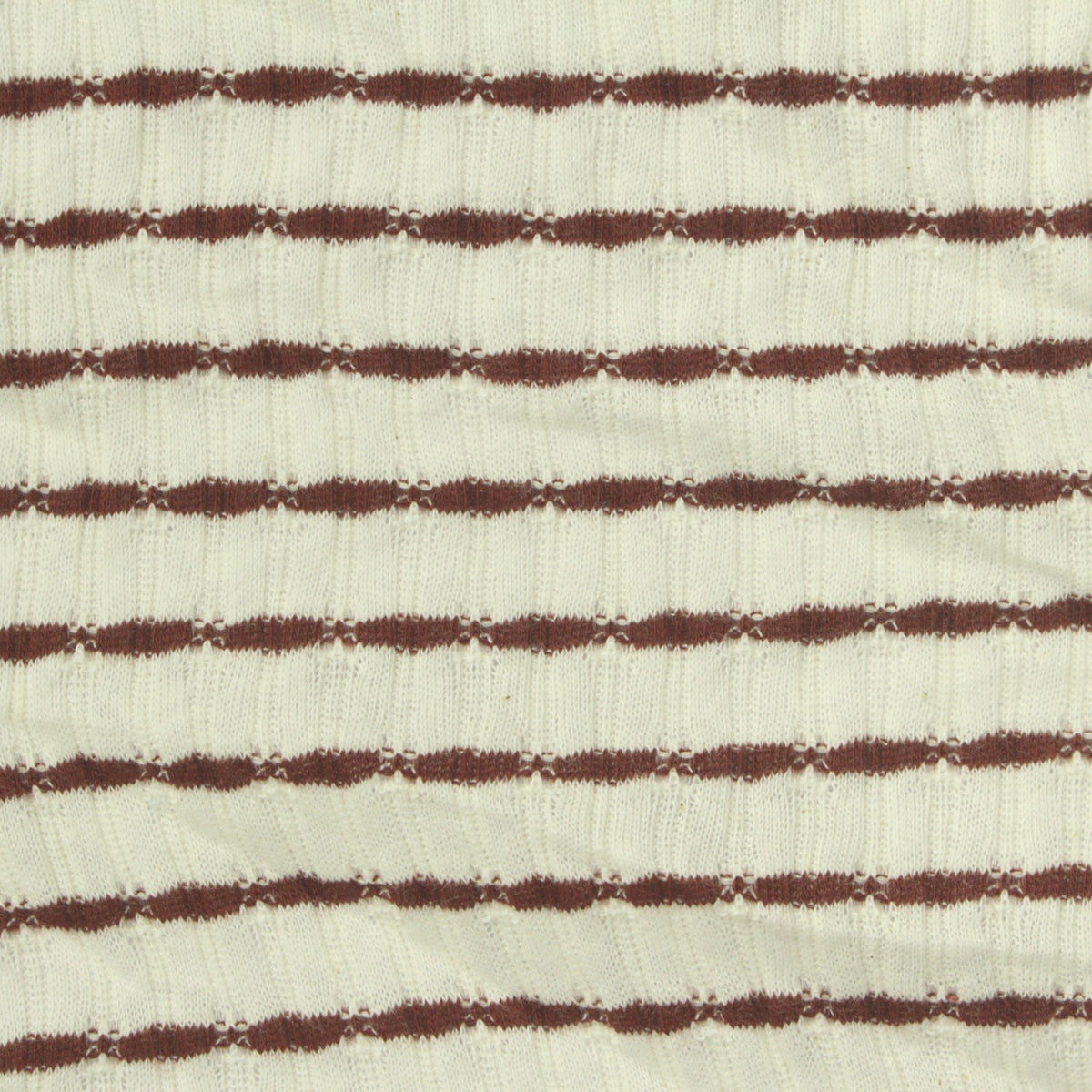 Brown Horizontal-Stripe Rib Knit, Cotton, 145 gsm