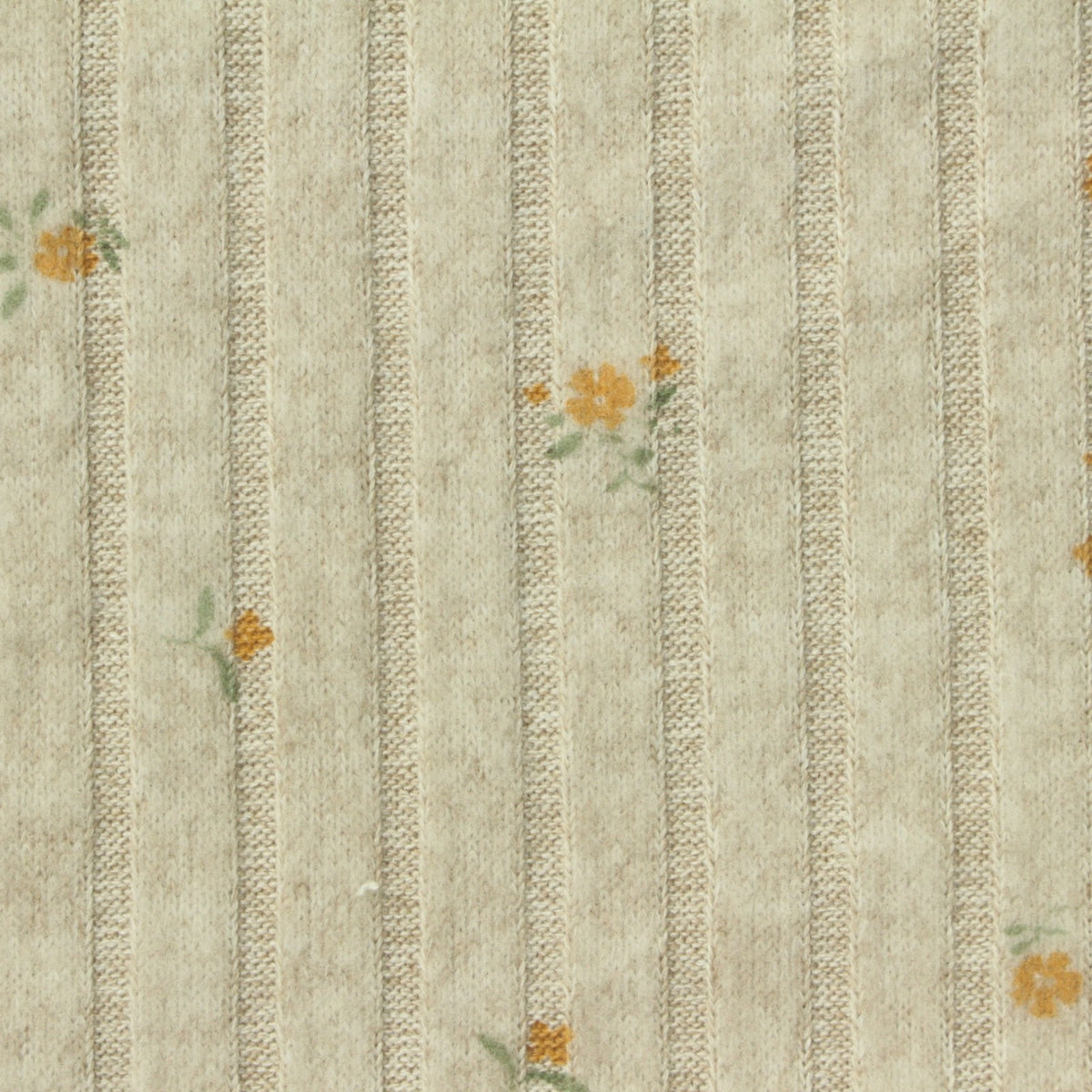Yellow Flowers Rib Knit, Polyester
