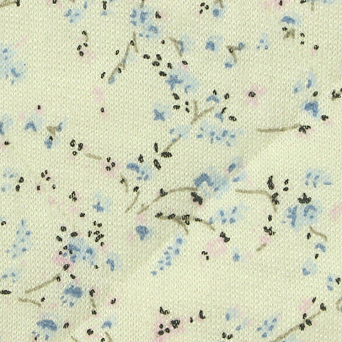 Blue Floral French Terry, Poly-Viscose