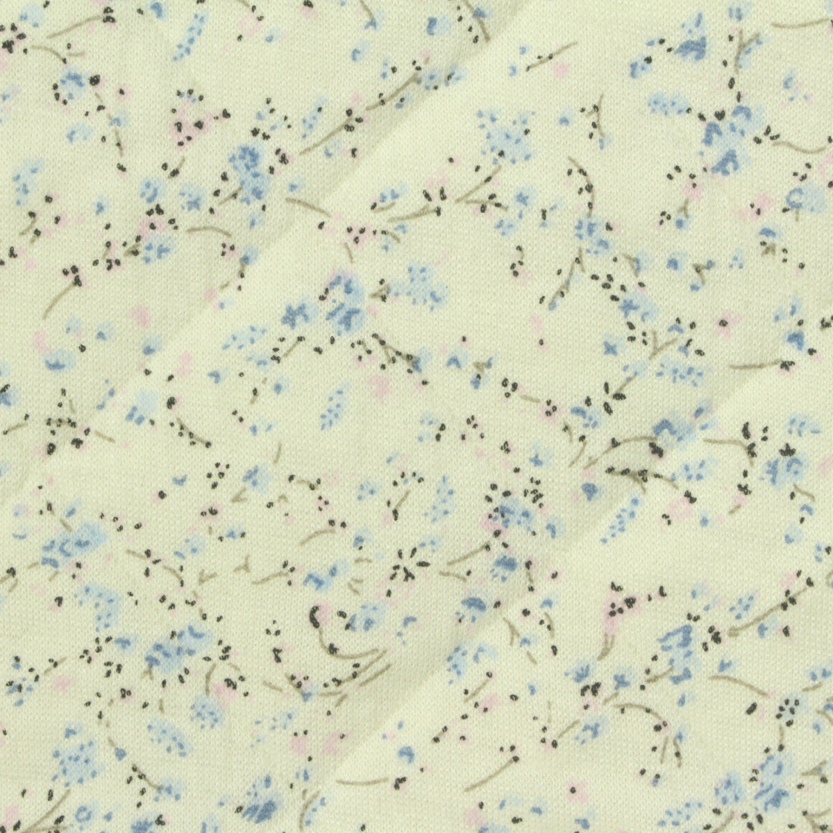 Blue Floral French Terry, Poly-Viscose