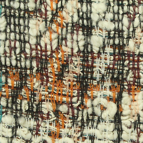 Cream Textured-Plaid Bouclé, Poly-Cotton
