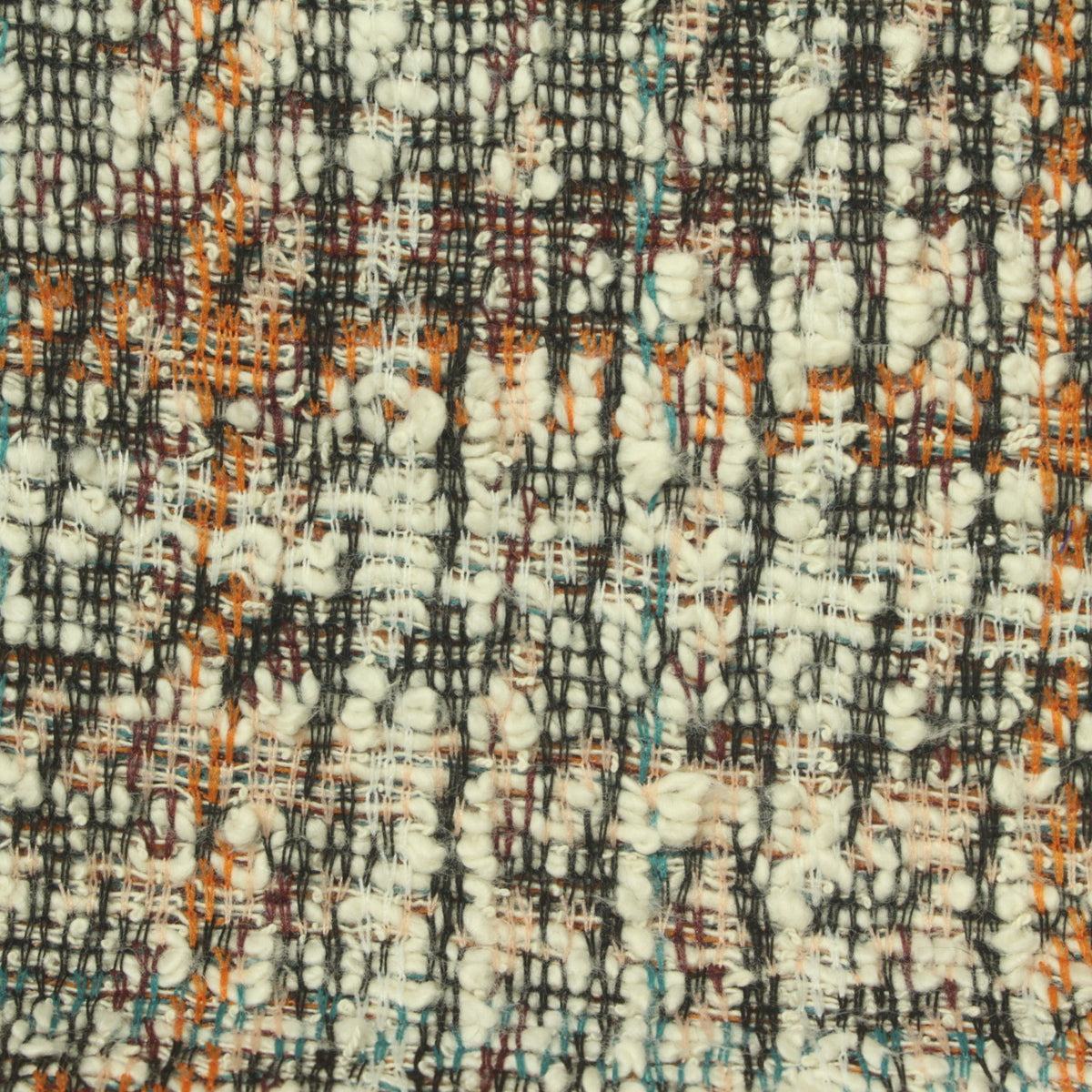 Cream Textured-Plaid Bouclé, Poly-Cotton