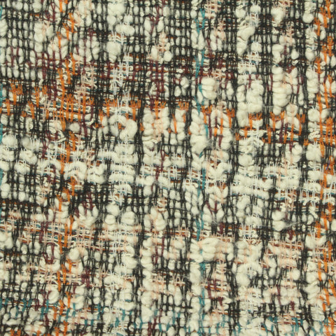 Cream Textured-Plaid Bouclé, Poly-Cotton