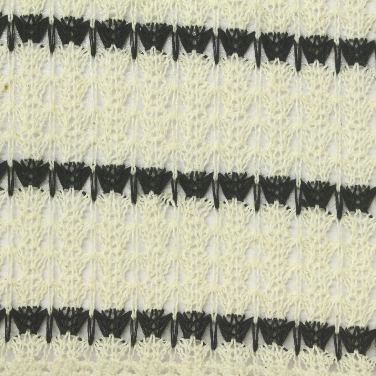 Black Horizontal-Stripe Rib Knit, Polyester, 165 gsm