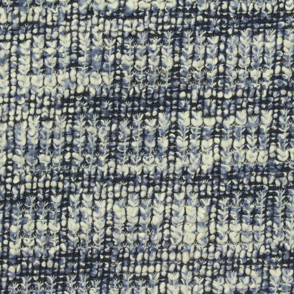 Blue Vertical-Leaf Bouclé, Poly-Cotton