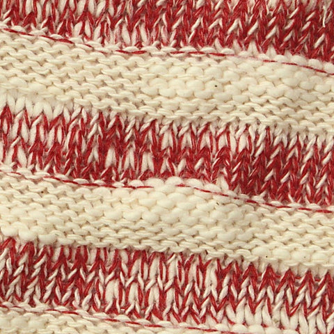 Cream Horizontal-Stripe Chunky Knit, Cotton-Poly, 340 gsm