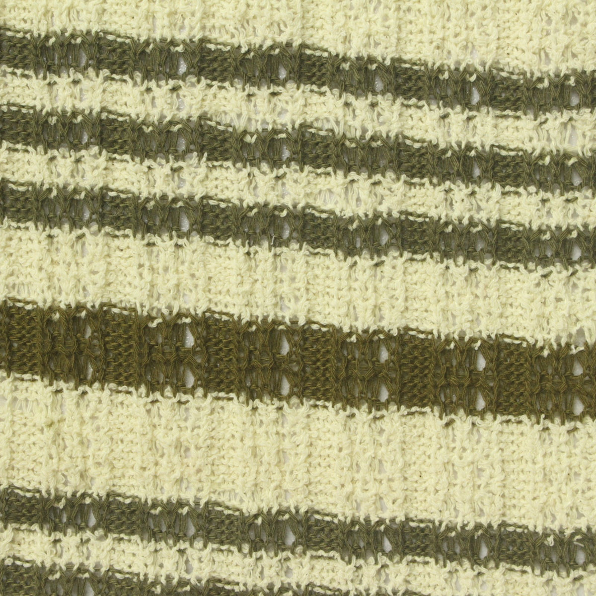 Cream Horizontal-Stripe Rib Knit, Poly-Cotton, 288 gsm