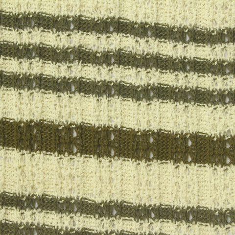 Cream Horizontal-Stripe Rib Knit, Poly-Cotton, 288 gsm
