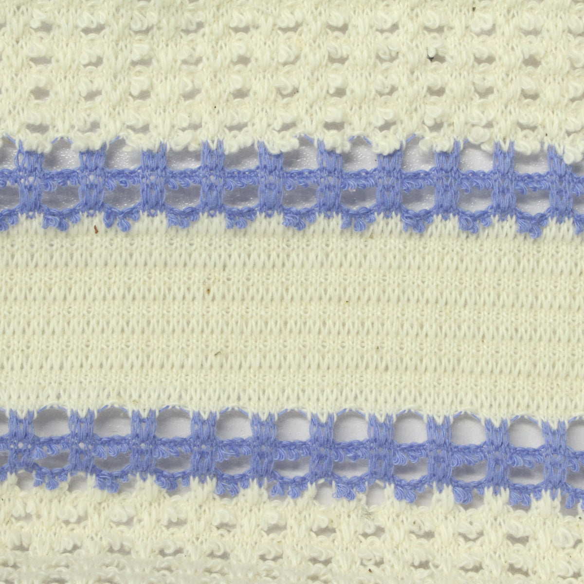 Cream Horizontal-Stripe Chunky Knit, Poly-Cotton, 350 gsm