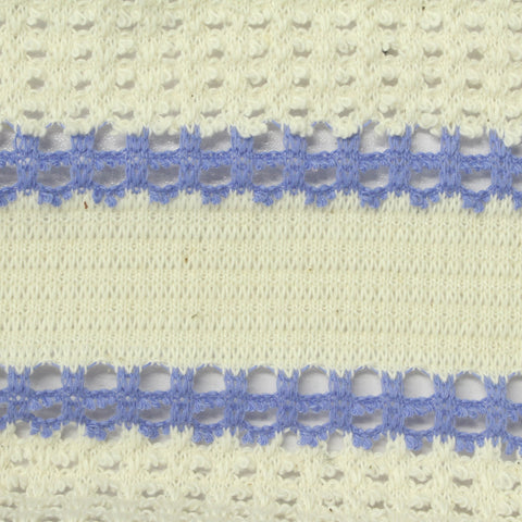 Cream Horizontal-Stripe Chunky Knit, Poly-Cotton, 350 gsm