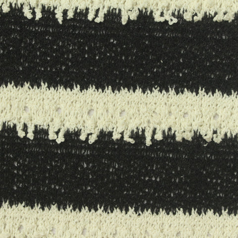 Black Horizontal-Stripe Chunky Knit, Poly-Cotton, 350 gsm