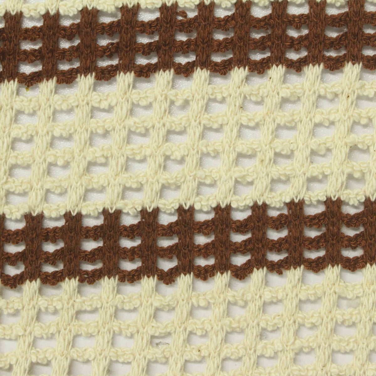 Brown Horizontal-Stripe Chunky Knit, Cotton-Poly, 269 gsm