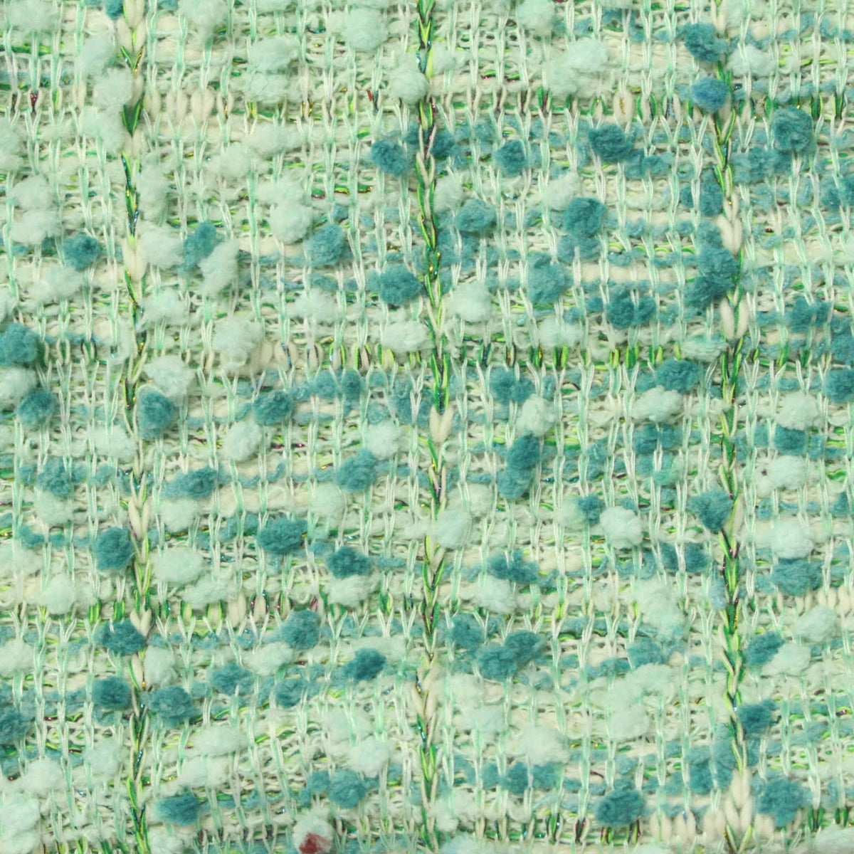 Green Abstract Bouclé, Poly-Cotton