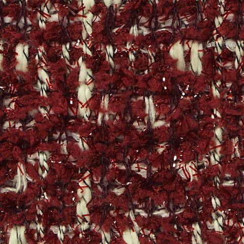 Red Textured-Check Bouclé, Poly-Cotton